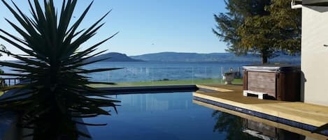 Looking across the pool towards lake