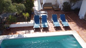 Aerial view of main terrace and shaded seating area