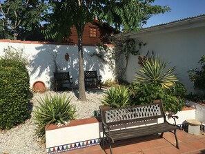 Shaded courtyard outside front door