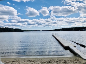 View of the the water and 80 foot dock from the lower deck.