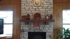Electric fireplace and mantle.