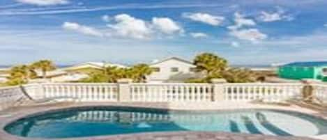 Private 2nd story pool with patio and ocean views