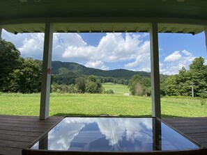 Beautiful views of the farm and valley as you relax on our back porch