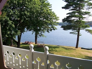 Magnificent View from 2nd Floor Balcony mini beach and deck at water's edge!