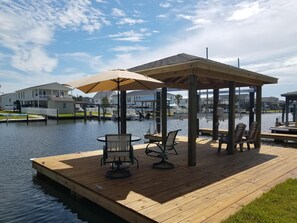 Covered dock -Bring your boat! Best place to catch the warm breezes!