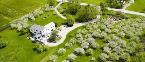 Arial spring view of property