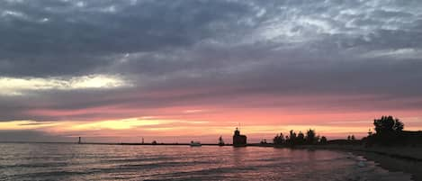 Macatawa beach sunset, just a 1-2 minute walk  from the cottage.