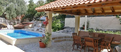 Proprietà, Piscina, Terrazza, Pergola, Backyard, Costruzione, Casa, Immobiliare, Landscaping, Shade