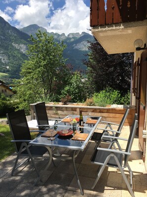 Front patio with view of valley