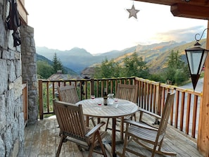Views of the mountains and valley from the private balcony