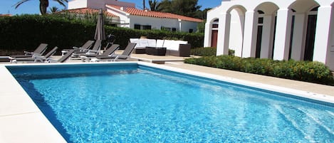 Villa pool overlooking beach.