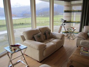 The lounge with views over the loch