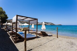 Private gazebos and sun beds are available at the beach for our guests!