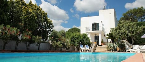 Looking over the pool to Villa Montivicoli