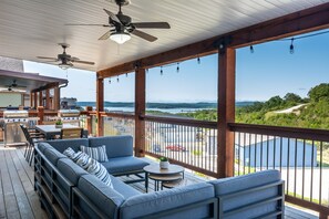 Our favorite spot in the house - the 44 foot covered deck with a view of Table Rock Lake