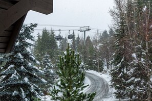 Views of Blackcomb Mountain and gondola from the primary bedroom deck