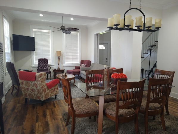 Living room and dining area