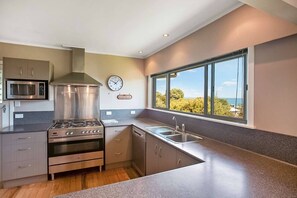 Kitchen with a view of the water