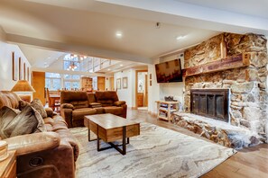 Comfortable living area with cozy fireplace