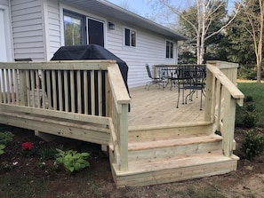 Backyard deck.