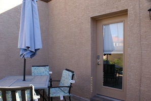 Rental private courtyard and door to rental apartment