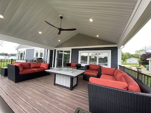 Deck with fireplace and grill