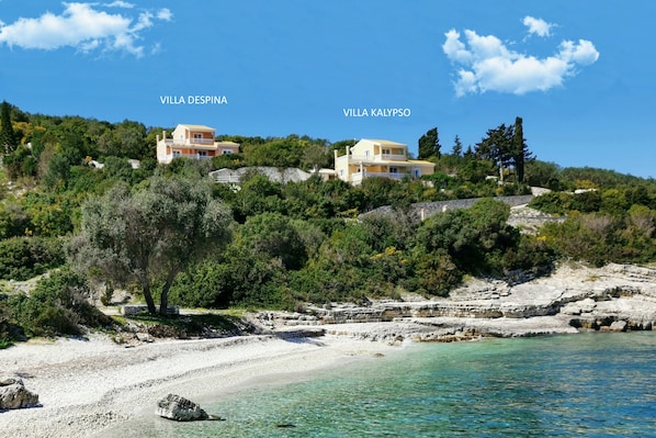 Villa Despina -top left- overlooking Kloni Gouli beach