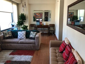 View of the living room and dining area