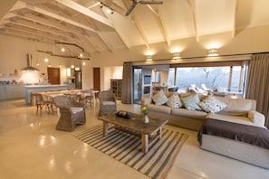 Indoor and outdoor living spaces blend together.