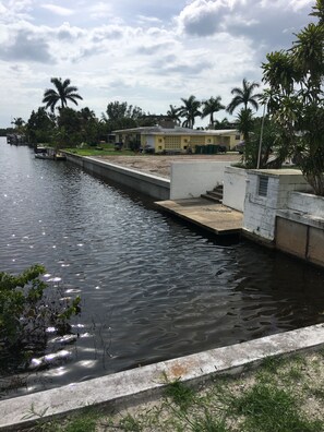 Canal beside house