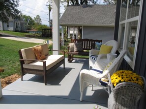 Front porch looking at Gray Gables next door. Kathy's Kottage is on the left.