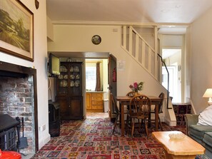Spacious living/dining area with wood burner | Honeybags - Wooder Manor, Widecombe-in-the-Moor, near Bovey Tracey