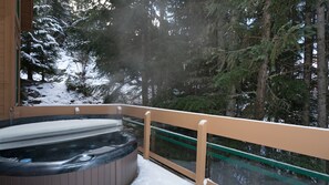 Private hot tub on deck off dining room