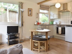 Convenient open-plan living space | Chalet 2 - Mount Hawke Holiday Bungalows, Mount Hawke, near Redruth