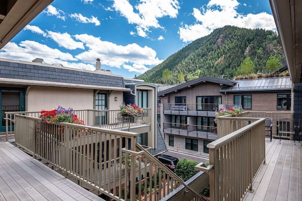 The Chateau Dumont condos are located right next to the W Hotel and one block from the base of Aspen Mountain.