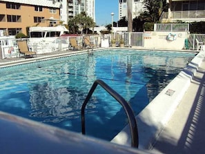 8 feet deep heated salt water pool