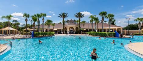 Large lagoon style pool, heated year round