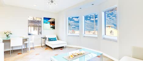 Living Room with view of Ocean and Beach