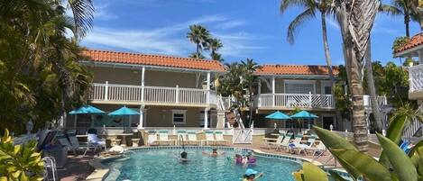 Welcome to the Tortuga Inn Beach Resort! This is the larger of 2 heated swimming pools.