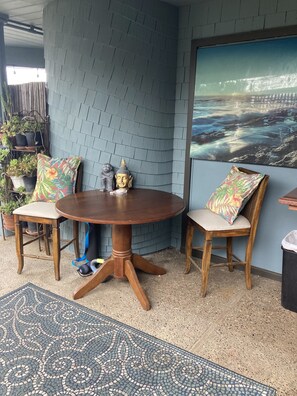 Private covered porch outdoor seating