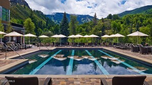 3 infinity hot tubs and 25 meter saline pool open all year.   