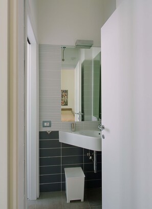 Bright bathrooms are refreshing after a day of adventure.
