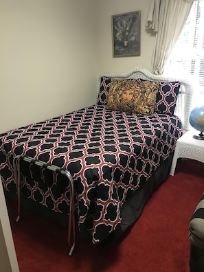 Bedroom B with full size bed & a different comforter/designer original Painting