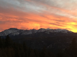 View from master bedroom at sunset.