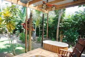 Bathtub with shower on the terrace