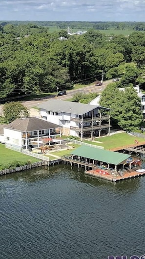 House and dock overhead view. 