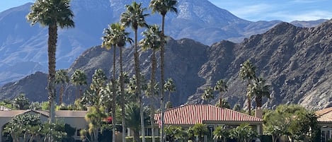 Back patio golf course mountain views