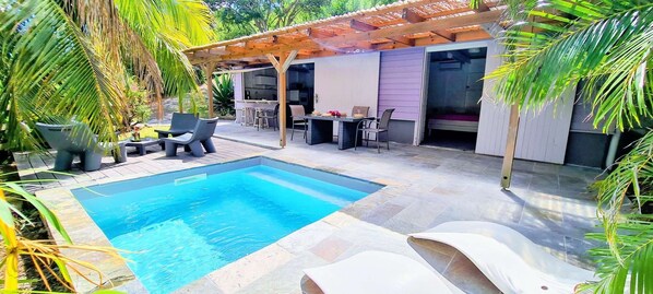 Overview of the house with pool