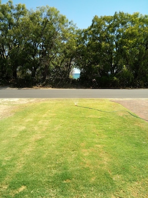 Looking across the road to the beach