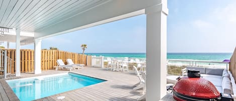 Private Beachfront Pool and Furnished Pool Deck